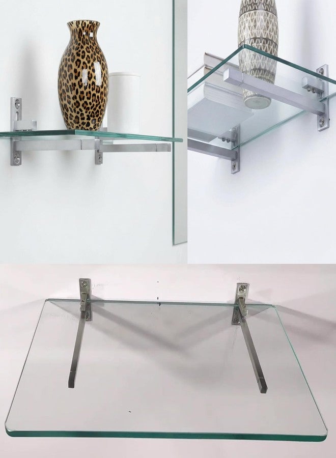 أتلانتيك حامل رف زجاجي من النوع F من أتلانتيك 8 بوصة (ستانلس ستيل، تشطيب فضي غير لامع، قابل للتعديل 6/8/10/12 مم، عبوة من قطعتين) - Image 4